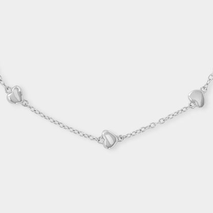 18 K White Gold loop chain and Hearts