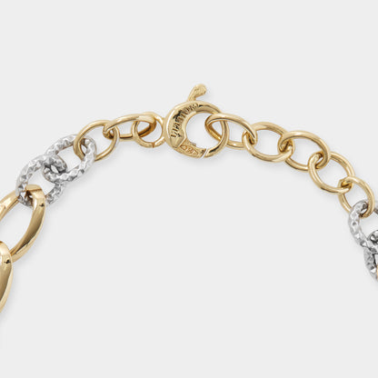 18 K White and Yellow Gold All round double colour loop rings