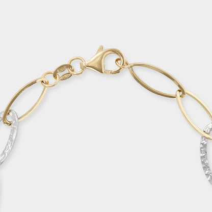 18 K White and Yellow Gold oval link