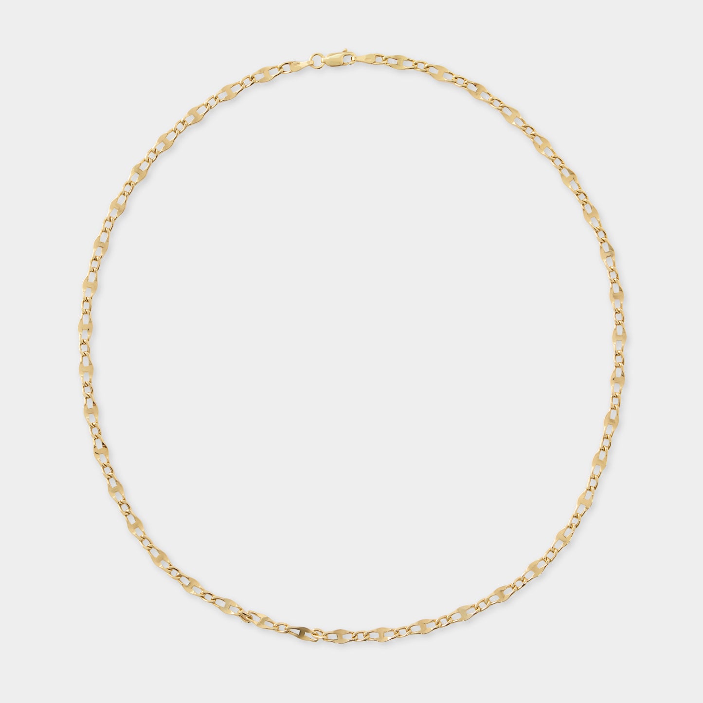 18 K Gold Flat Figaro Link Necklace