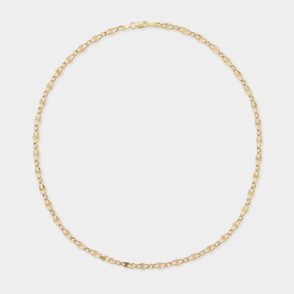 18 K Gold Flat Figaro Link Necklace
