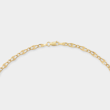 18 K Gold Flat Figaro Link Necklace