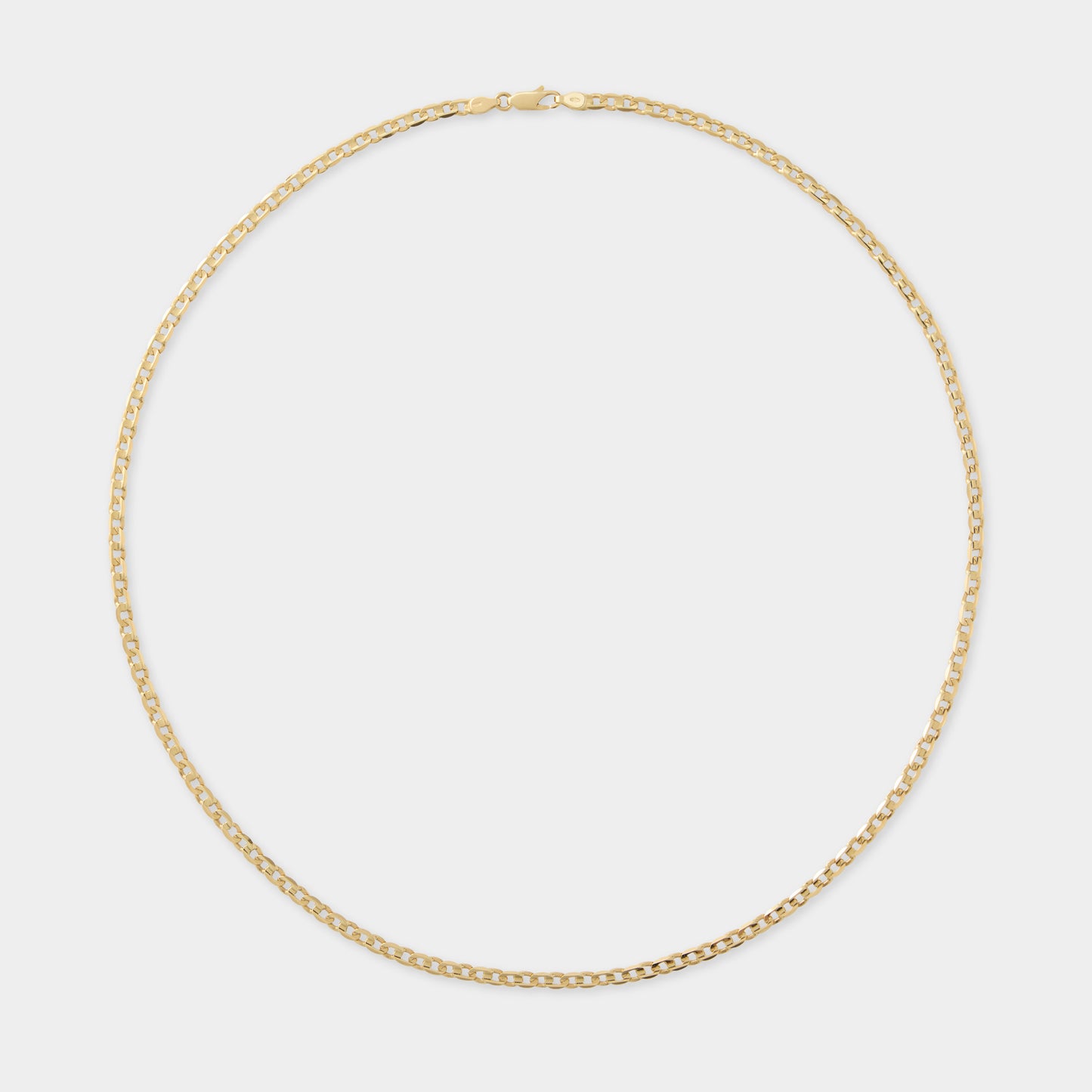 18 K Gold Flat Concave Curb Necklace