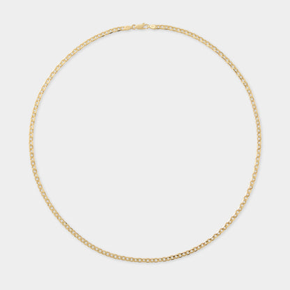 18 K Gold Flat Concave Curb Necklace