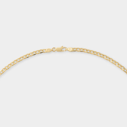18 K Gold Flat Concave Curb Necklace