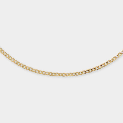 18 K Gold Flat Concave Curb Necklace