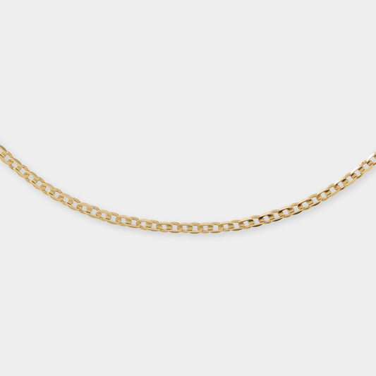 18 K Gold Flat Concave Curb Necklace