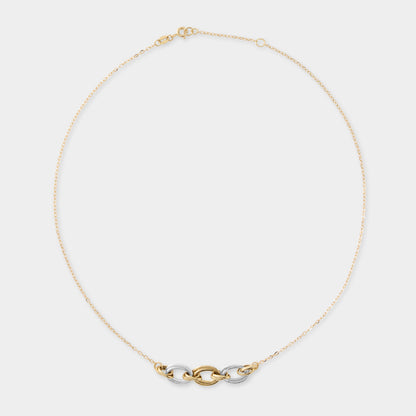 18 K Yellow & White Gold Oval Links Necklace