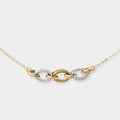 18 K Yellow & White Gold Oval Links Necklace