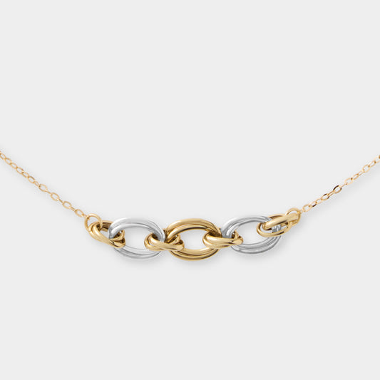 18 K Yellow & White Gold Oval Links Necklace