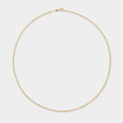 18 K Gold Bevelled Flat Curb Chain Necklace