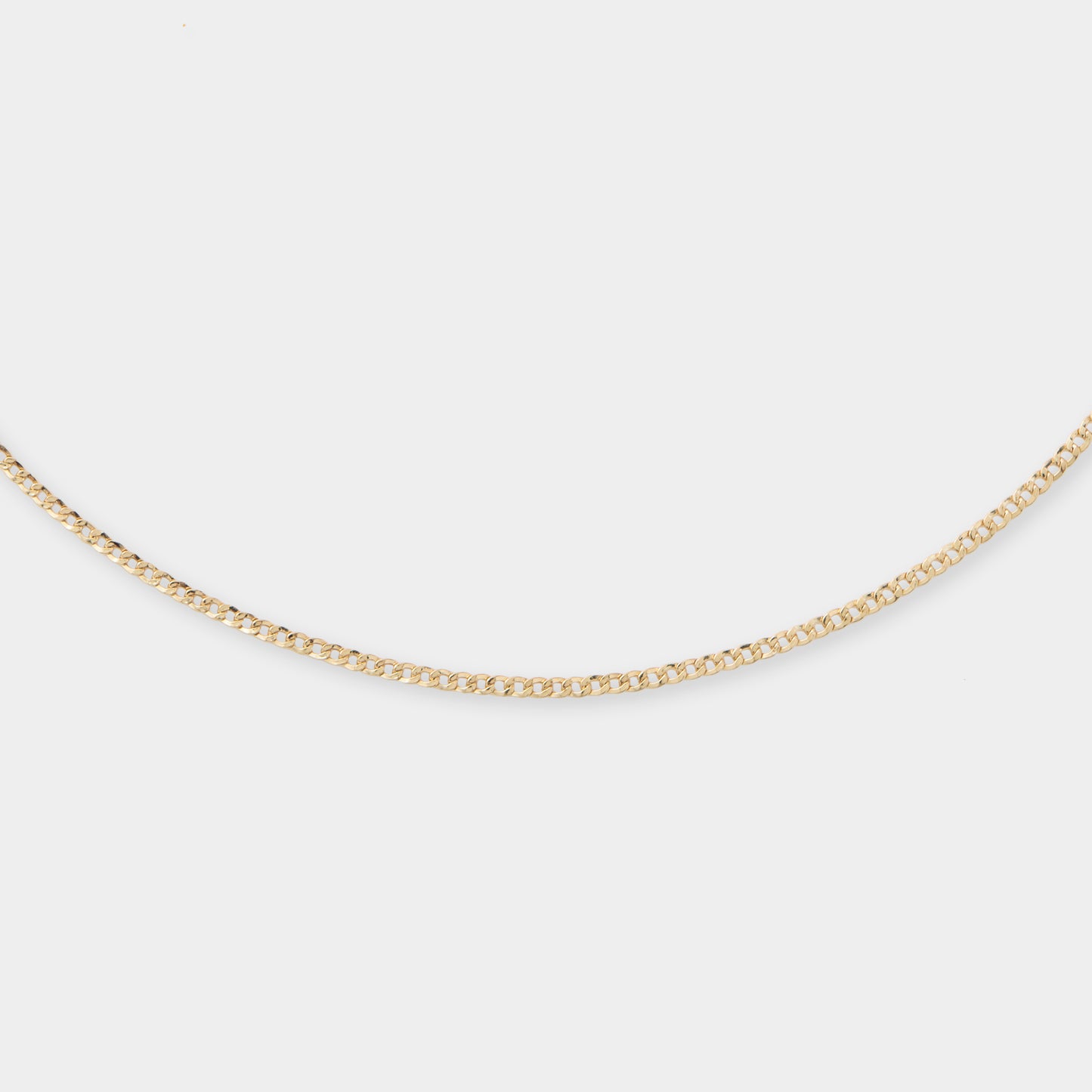 18 K Gold Bevelled Flat Curb Chain Necklace