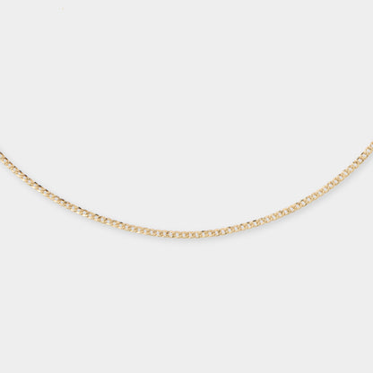 18 K Gold Bevelled Flat Curb Chain Necklace