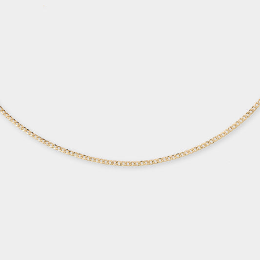 18 K Gold Bevelled Flat Curb Chain Necklace