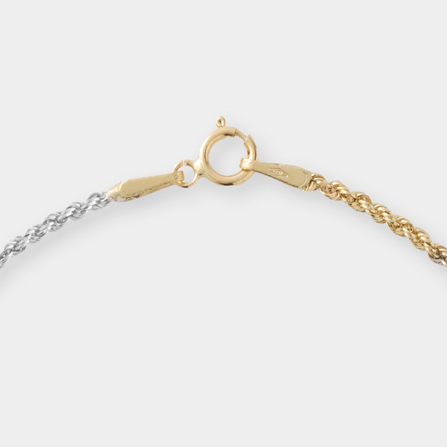 18 K Yellow, White & Rose Gold Rope Chain Necklace and Bracelets Set