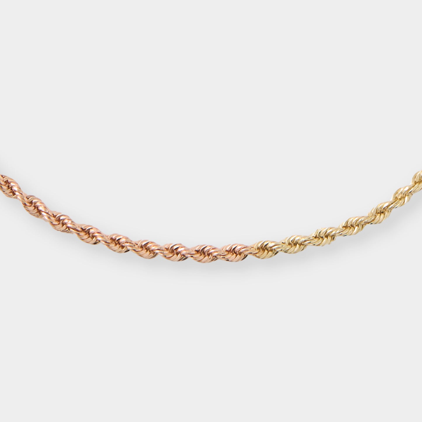 18 K Yellow, White & Rose Gold Rope Chain Necklace and Bracelets Set