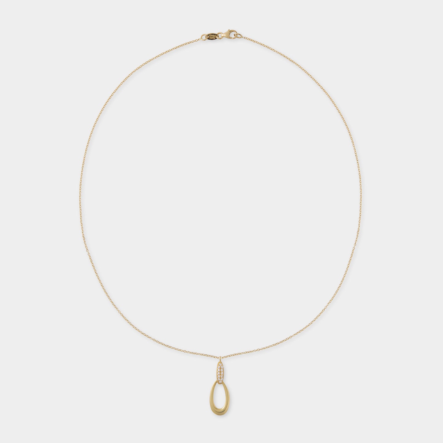 18 K Gold Anchor Necklace &18 K Yellow Gold  Oval Pendent & Stones