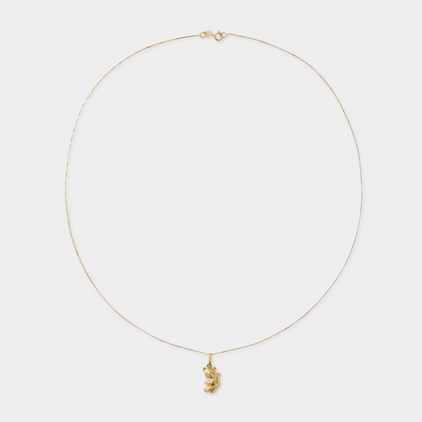 18 K Gold Box Chain Necklace & Koala Pendant