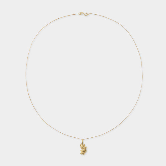 18 K Gold Box Chain Necklace & Koala Pendant