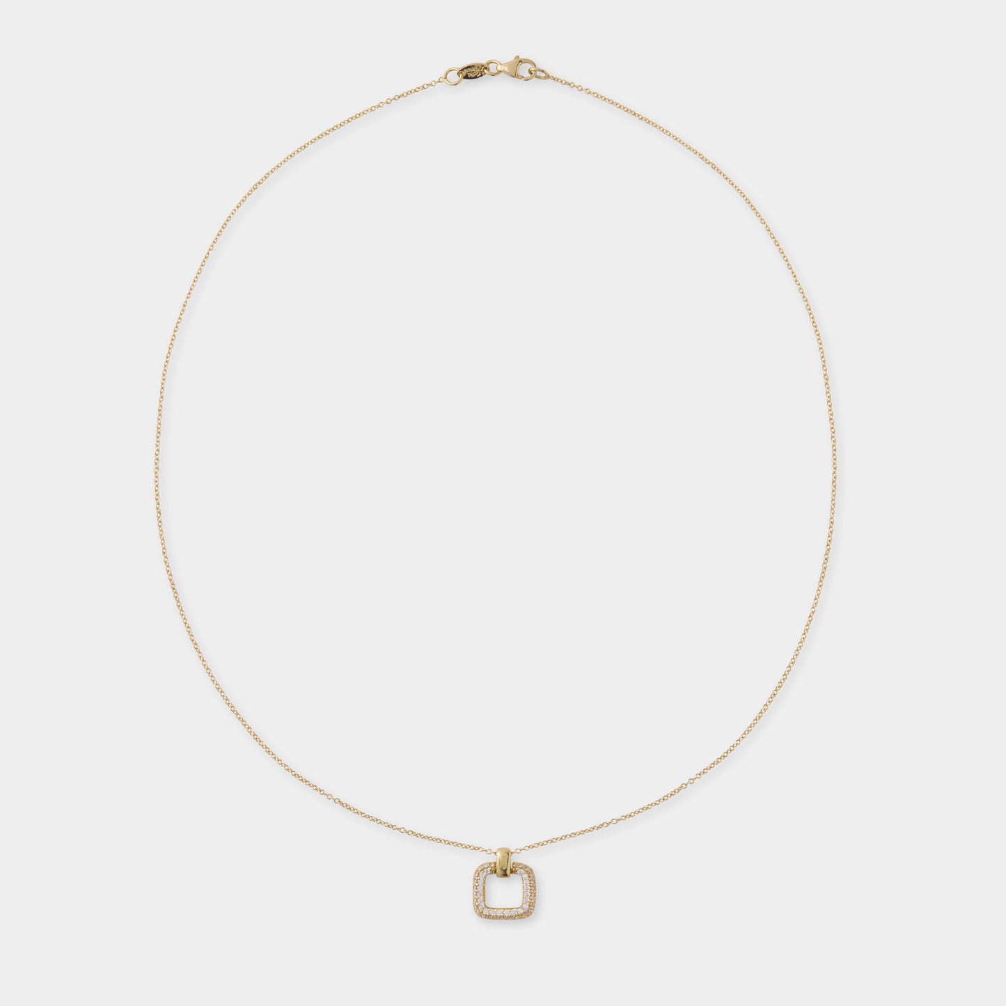 18 K Gold Anchor Necklace & Square Pendant w White Sapphires