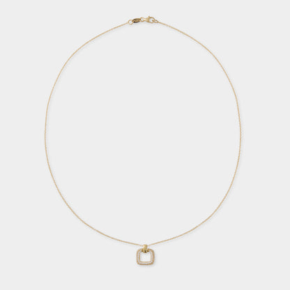 18 K Gold Anchor Necklace & Square Pendant w White Sapphires