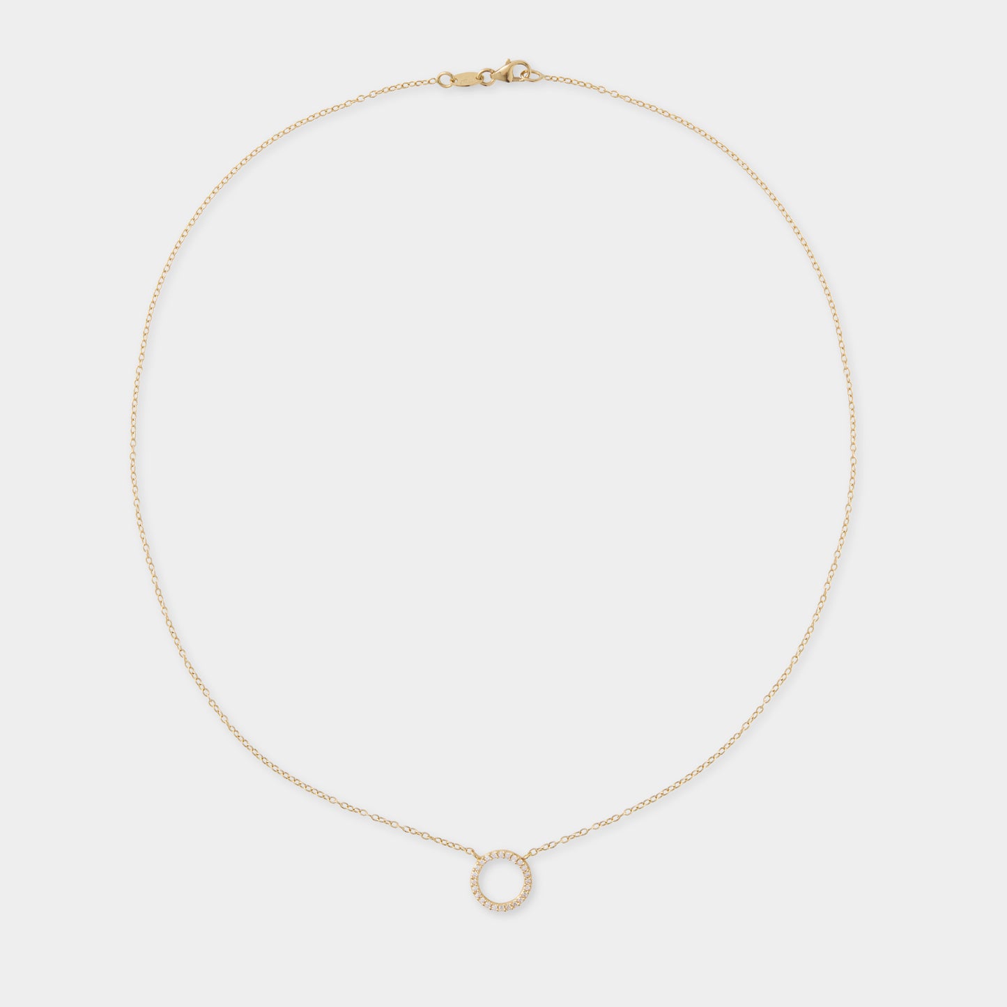 18 K Gold Anchor Necklace & Circle Pendant w  White Sapphires