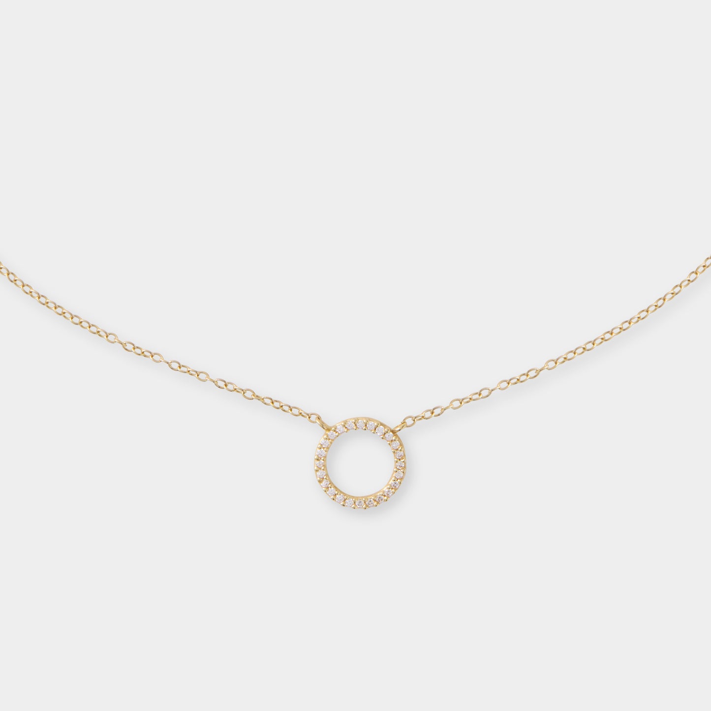 18 K Gold Anchor Necklace & Circle Pendant w  White Sapphires