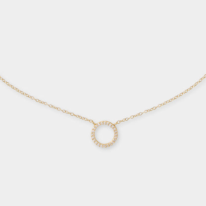 18 K Gold Anchor Necklace & Circle Pendant w  White Sapphires