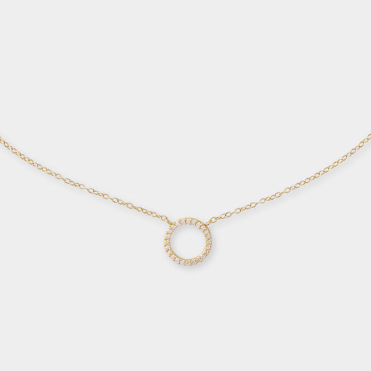 18 K Gold Anchor Necklace & Circle Pendant w  White Sapphires