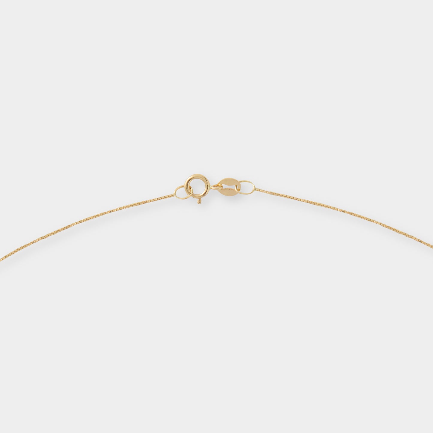 18 K Gold Box Chain Necklace & White Sapphire Pendant