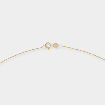 18 K Gold Box Chain Necklace & White Sapphire Pendant