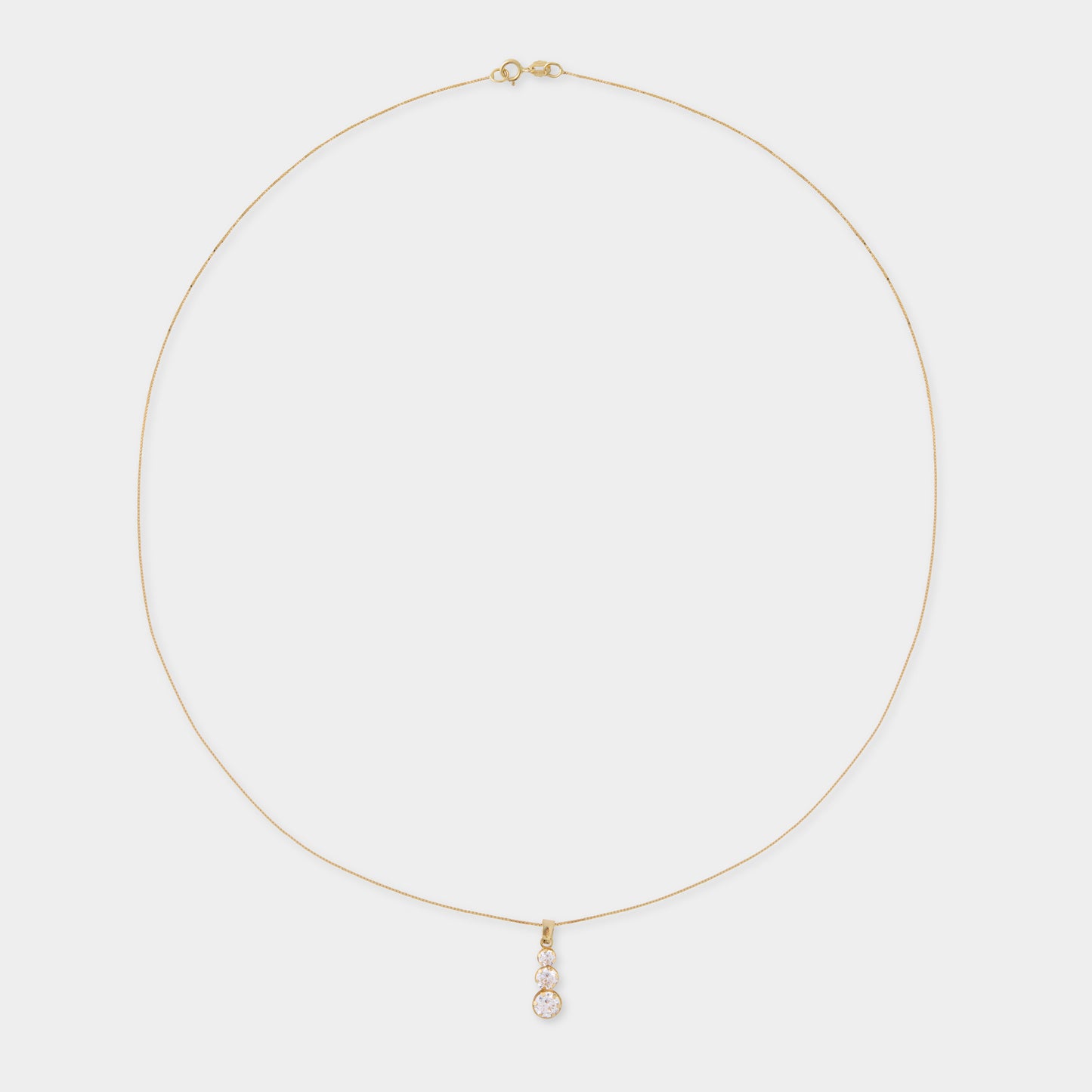18 K Gold Box Chain & Trinity Sapphire Pendent