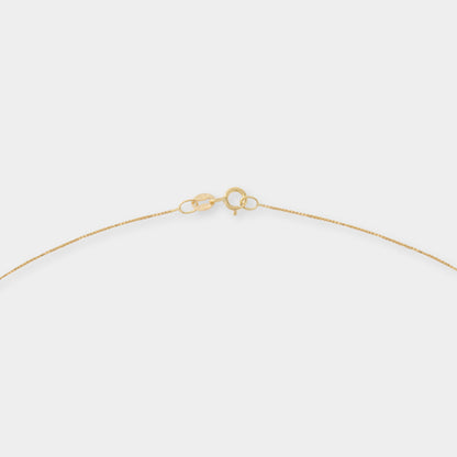 18 K Gold Box Chain Necklace & Rose Shape Pendant w White Sapphire