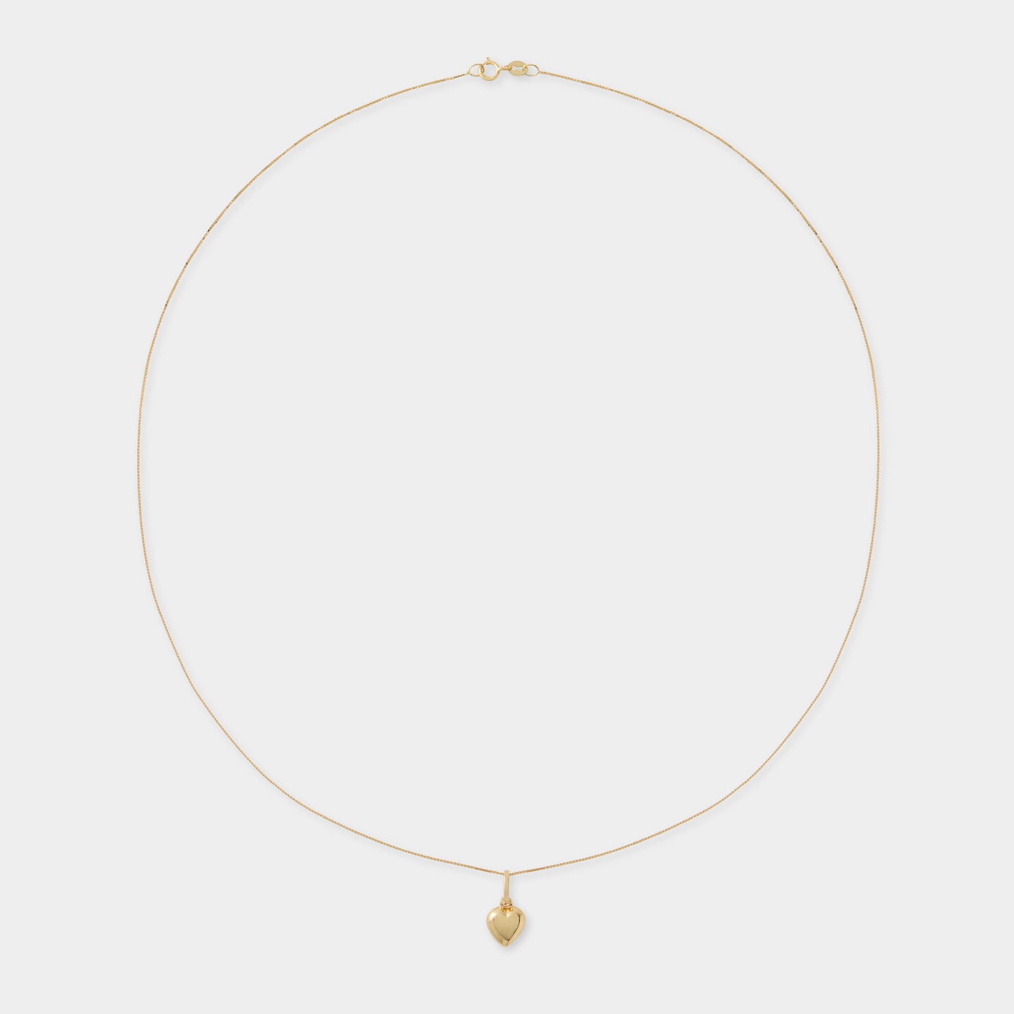 18 K Gold Box Chain Necklace & Heart Shape Pendant
