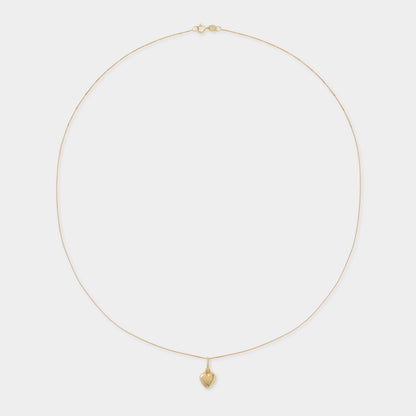 18 K Gold Box Chain Necklace & Heart Shape Pendant