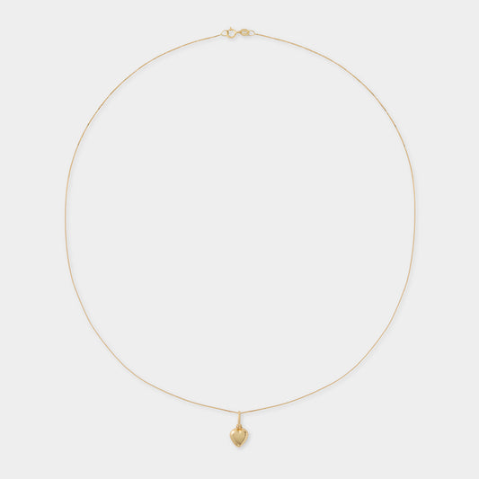 18 K Gold Box Chain Necklace & Heart Shape Pendant