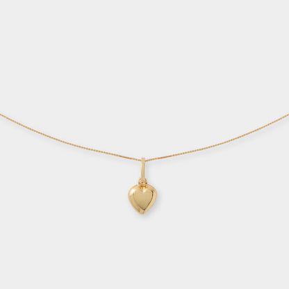 18 K Gold Box Chain Necklace & Heart Shape Pendant