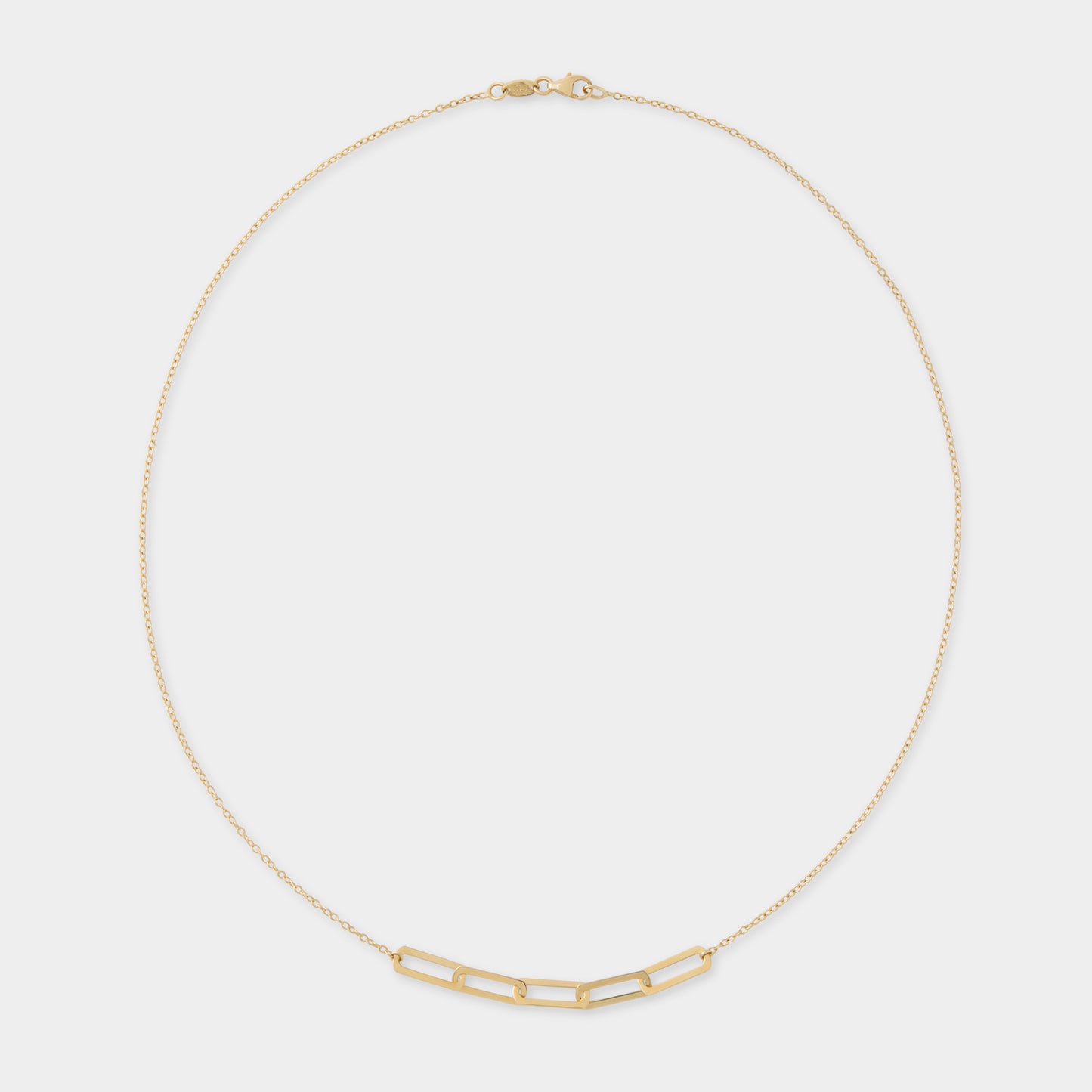 18 K Gold Anchor Chain Necklace & Rectangular Links