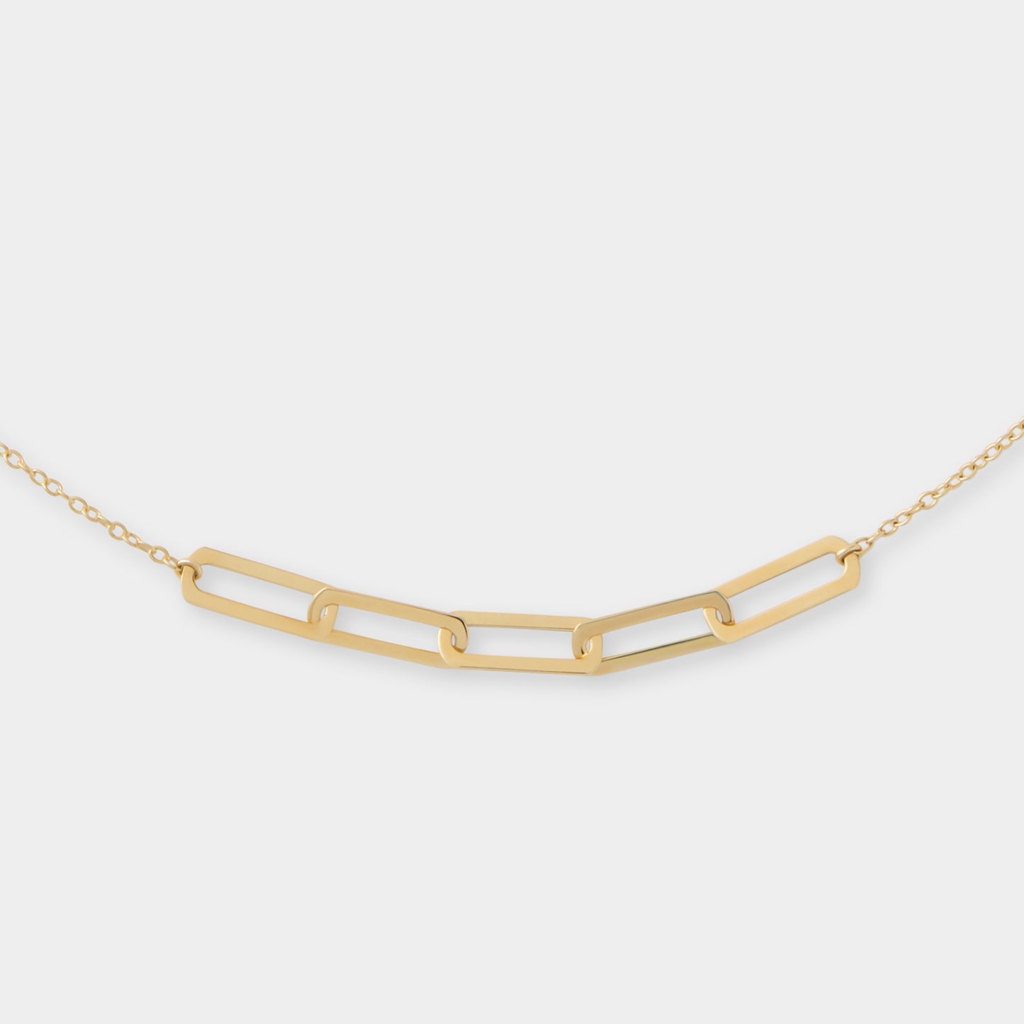 18 K Gold Anchor Chain Necklace & Rectangular Links