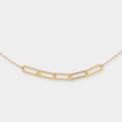 18 K Gold Anchor Chain Necklace & Rectangular Links