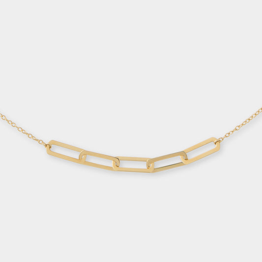 18 K Gold Anchor Chain Necklace & Rectangular Links