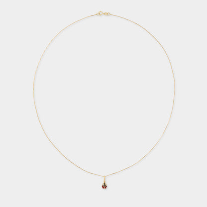 18 K Gold Box Chain Necklace & Lady Bug