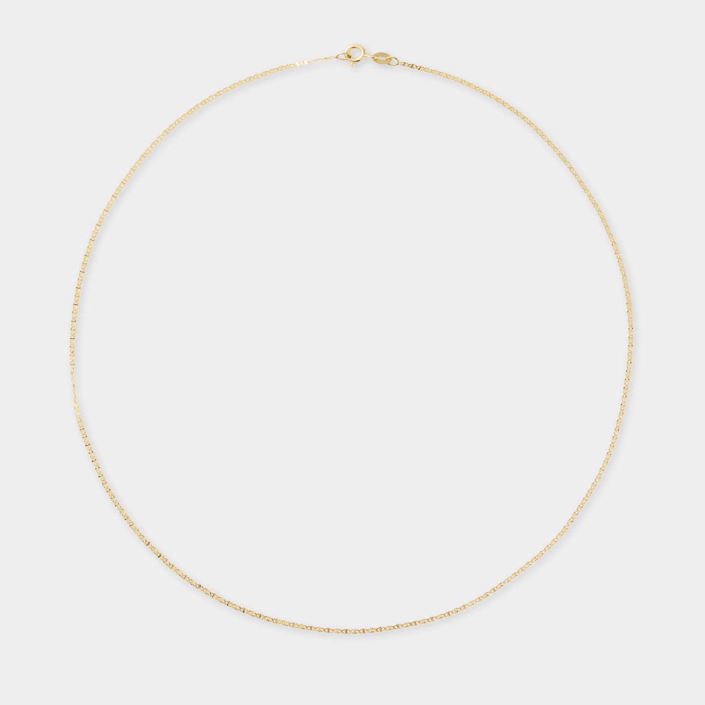 18 K Gold Curb Concave Chain Necklace