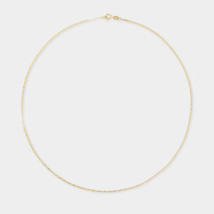 18 K Gold Curb Concave Chain Necklace