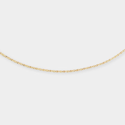 18 K Gold Curb Concave Chain Necklace
