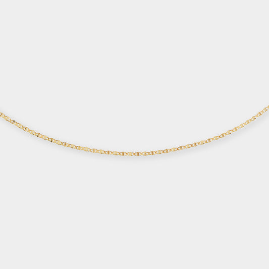 18 K Gold Curb Concave Chain Necklace