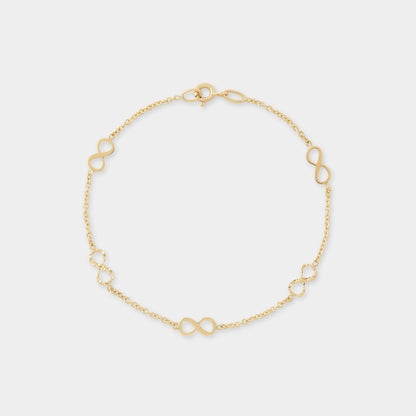 18 K Gold Anchor Chain Bracelet & Infinity