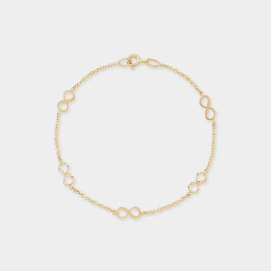 18 K Gold Anchor Chain Bracelet & Infinity