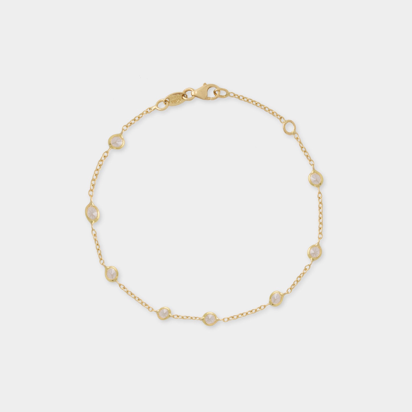18 K Gold Anchor  Bracelets Chain  & Circle White Sapphire