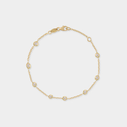 18 K Gold Anchor  Bracelets Chain  & Circle White Sapphire